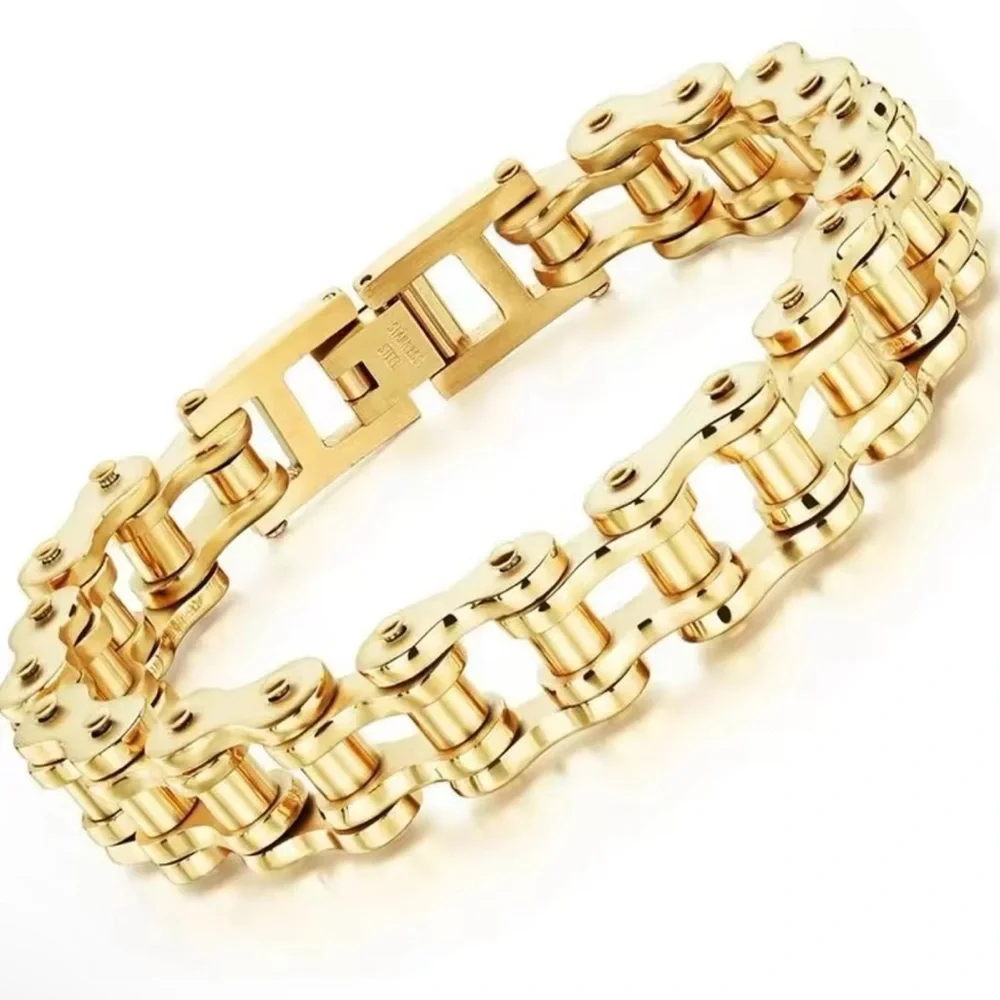 Punk Rock Biker 316L Stainless Steel Mens Bracelet 8” Watchmaker Bracelet